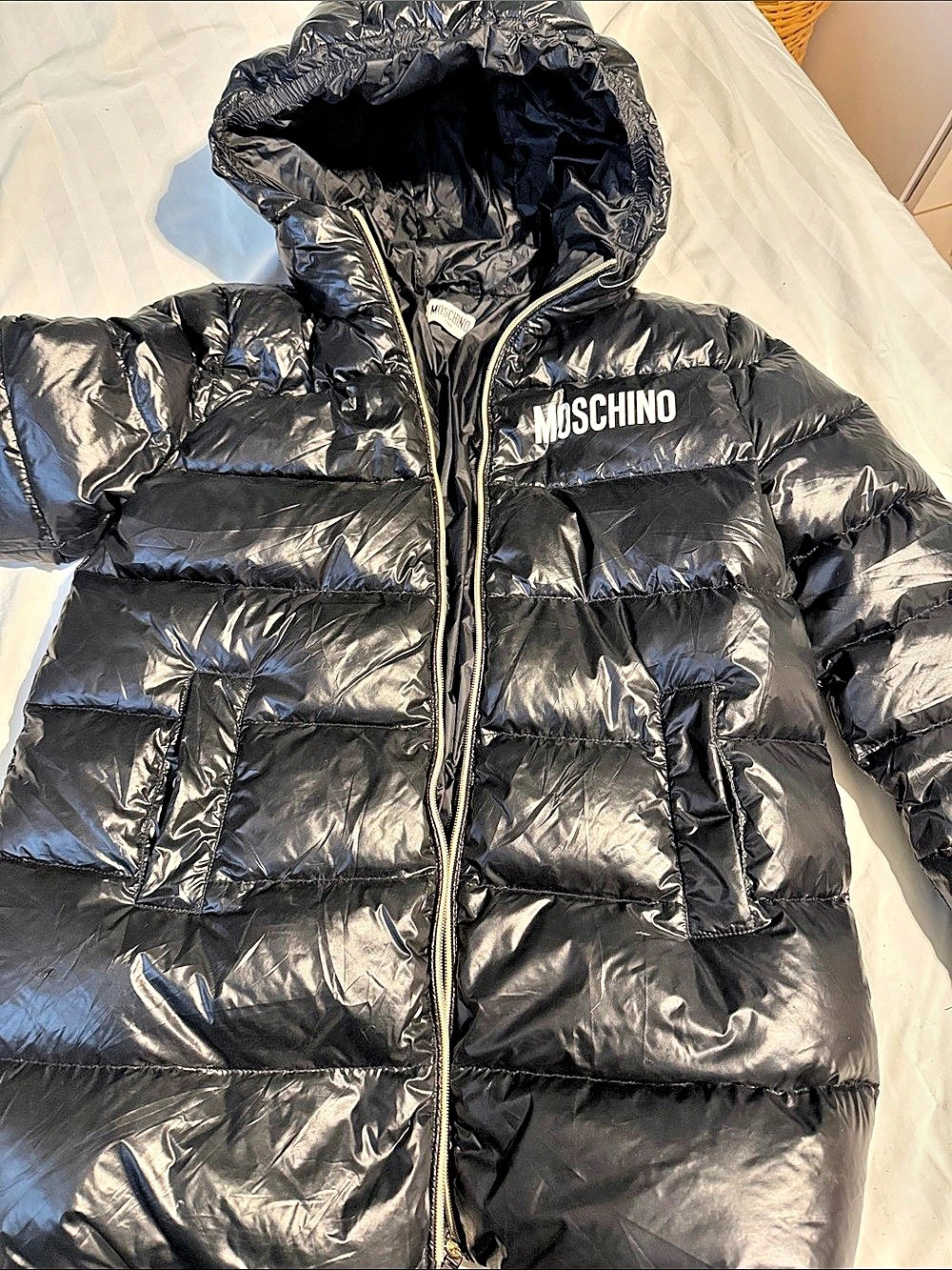 Moschino Toy Bear puffer jacket Black Girls 12 Like New